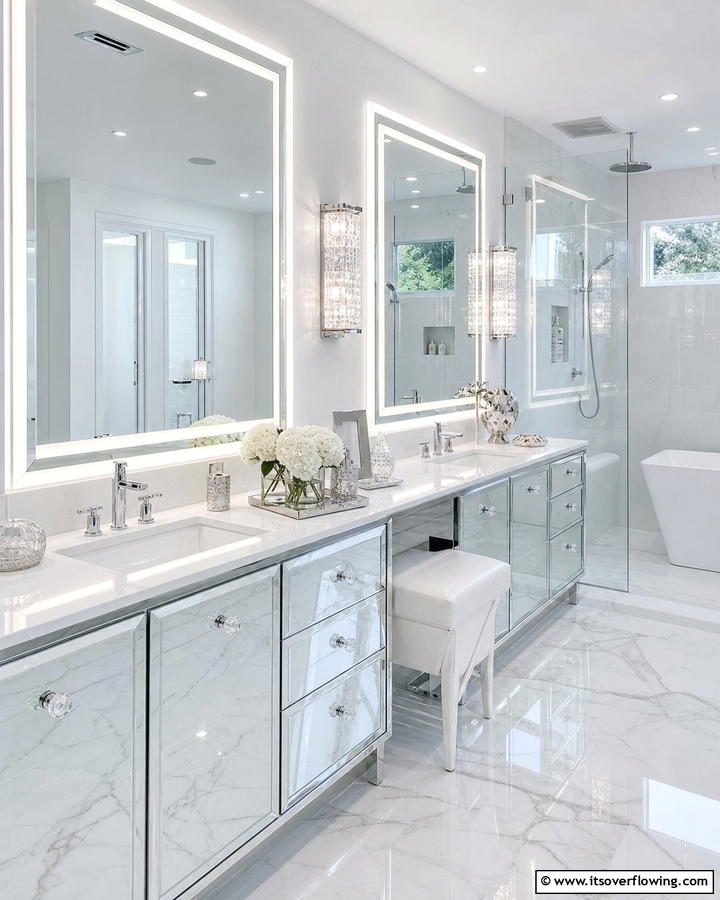 Contemporary Mirrors - 21 Modern Bathroom Ideas for a Luxurious Spa Experience