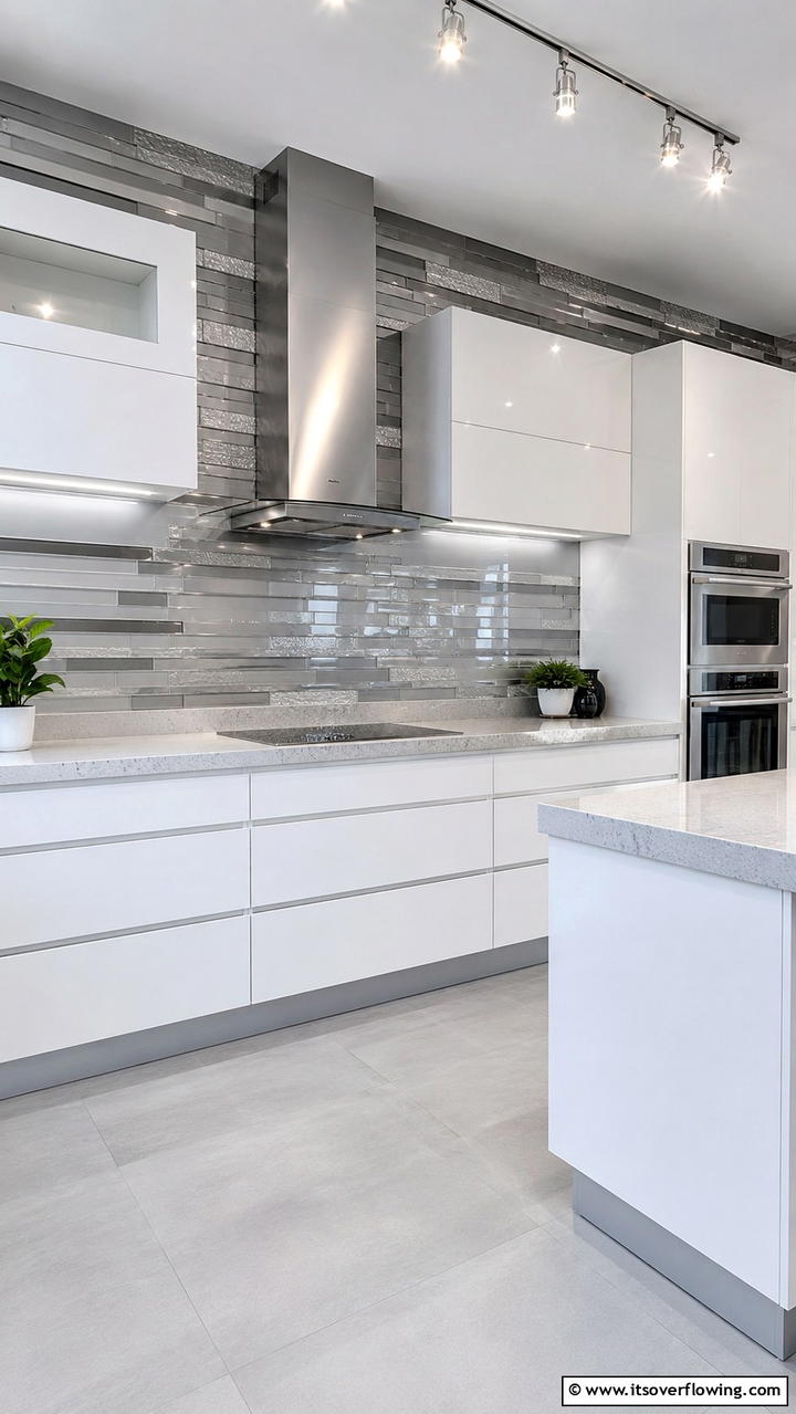 Contemporary Mixed Media - 21 White Cabinet Kitchen Backsplash Ideas for Contrast