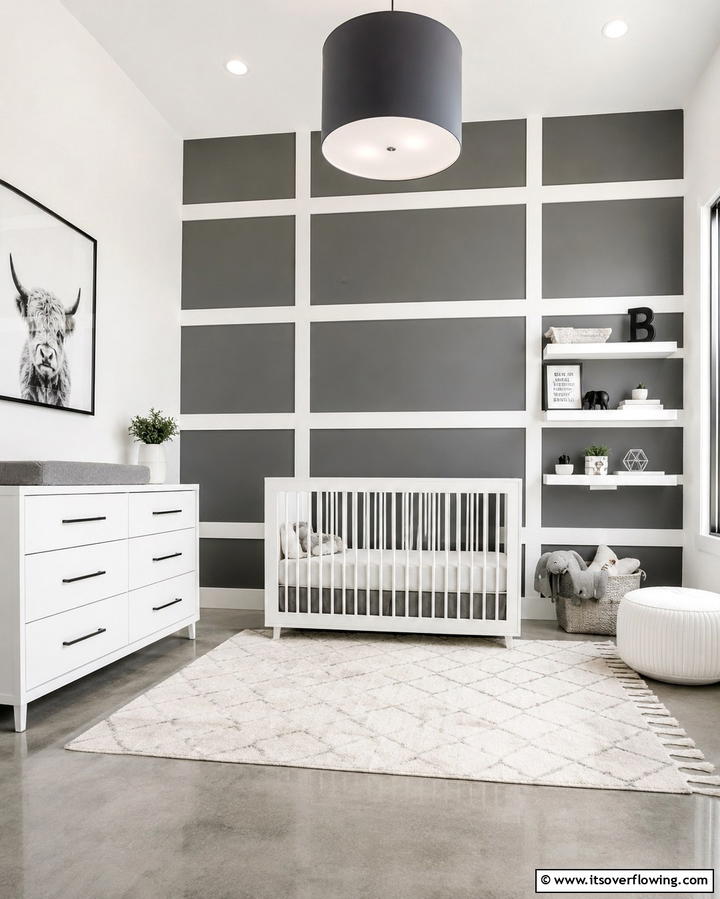 Contemporary Modern Lines - 30 Nursery Accent Wall Ideas for a Charming Baby Room