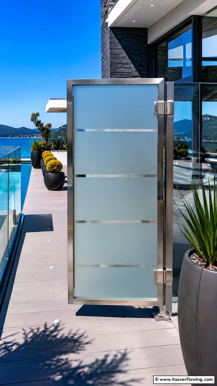 Contemporary Pivot Gate - 30 Deck Gate Ideas for Safety and Outdoor Style