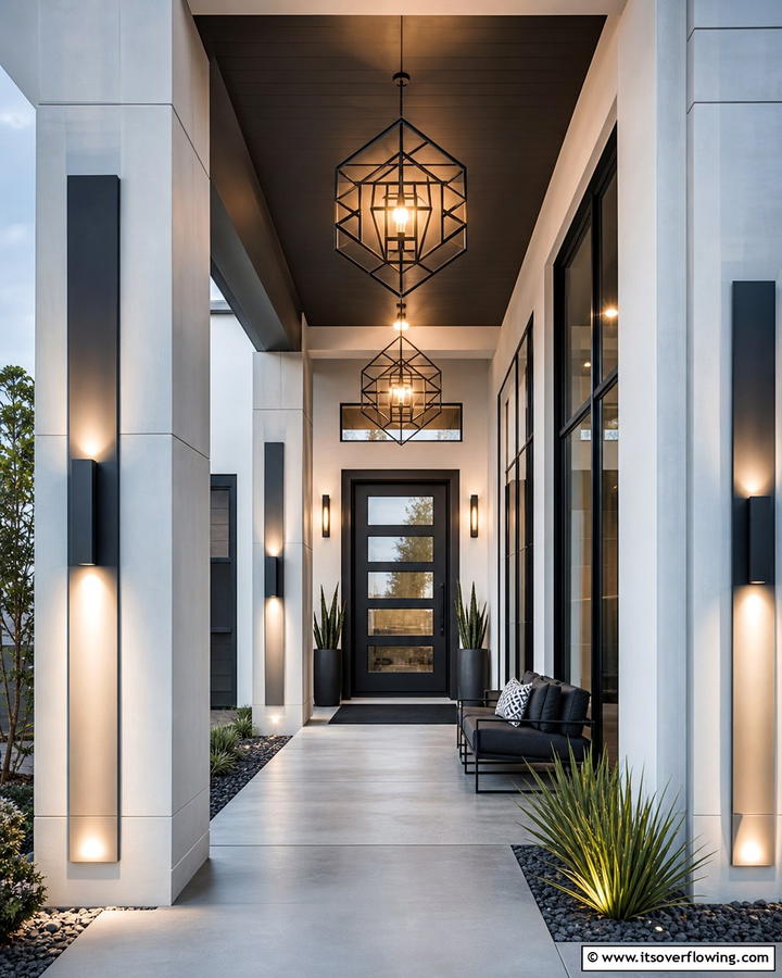 Contemporary Porch with Statement Lighting - 21 Modern Front Porch Ideas for Welcoming Entryways