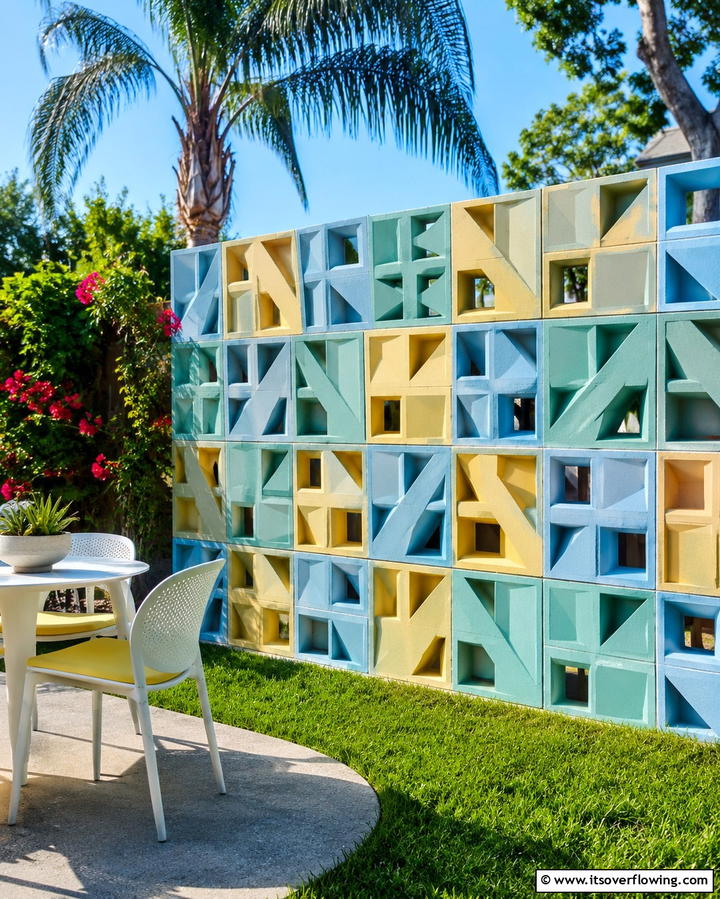Contemporary Privacy - 30 Creative Cinder Block Fence Designs for Outdoor Spaces