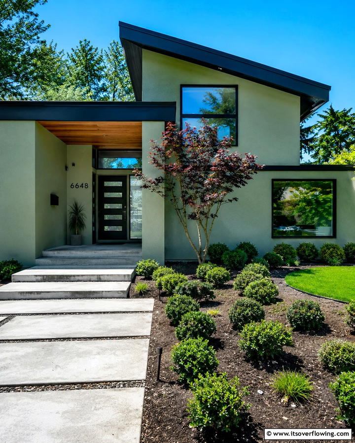 Contemporary Ranch Style - 25 Sage Green House With Black Trim Ideas for Curb Appeal
