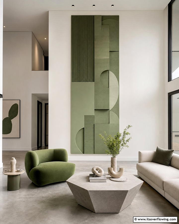 Contemporary Sage Focal Points - 21 Sage Green Living Room Schemes for Calming Interior Designs