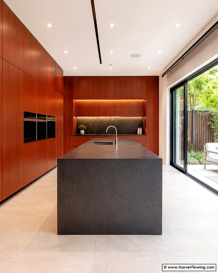 Contemporary Slab Style Cherry Cabinets - 25 Natural Cherry Kitchen Cabinets for a Warm and Inviting Look