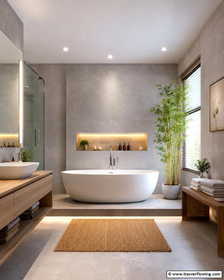Contemporary Spa Retreat - 30 Grey and White Bathroom Ideas for Modern Serenity