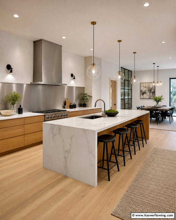 Contemporary Texture Play - 30 Kitchens Without Upper Cabinets for Open Concepts