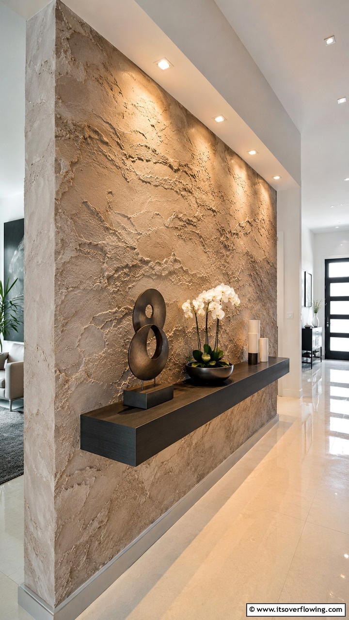 Contemporary Textured Finish - 30 Half Wall Ideas- Modern Room Dividers & Design Tricks