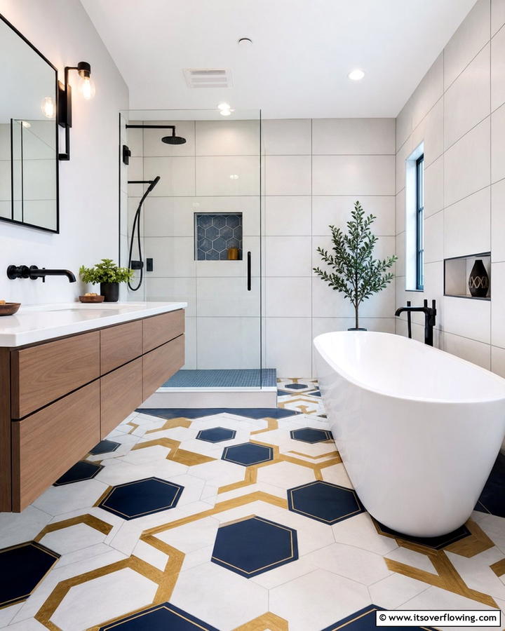 Contemporary Tile Patterns - 21 Modern Bathroom Decor Ideas for a Sleek Sanctuary
