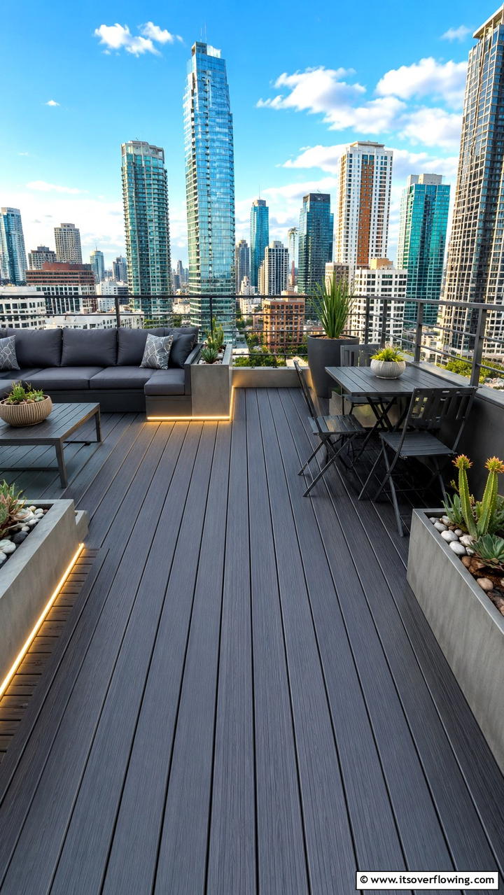 Contemporary Urban Composite Deck - 30 Composite Deck Ideas- Stylish and Durable Outdoor Designs