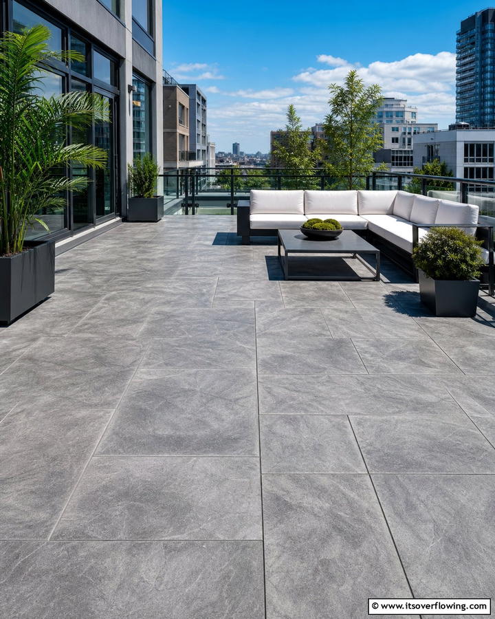 Contemporary Urban Elegance - 21 Stamped Concrete Patio Designs to Elevate Outdoor Spaces