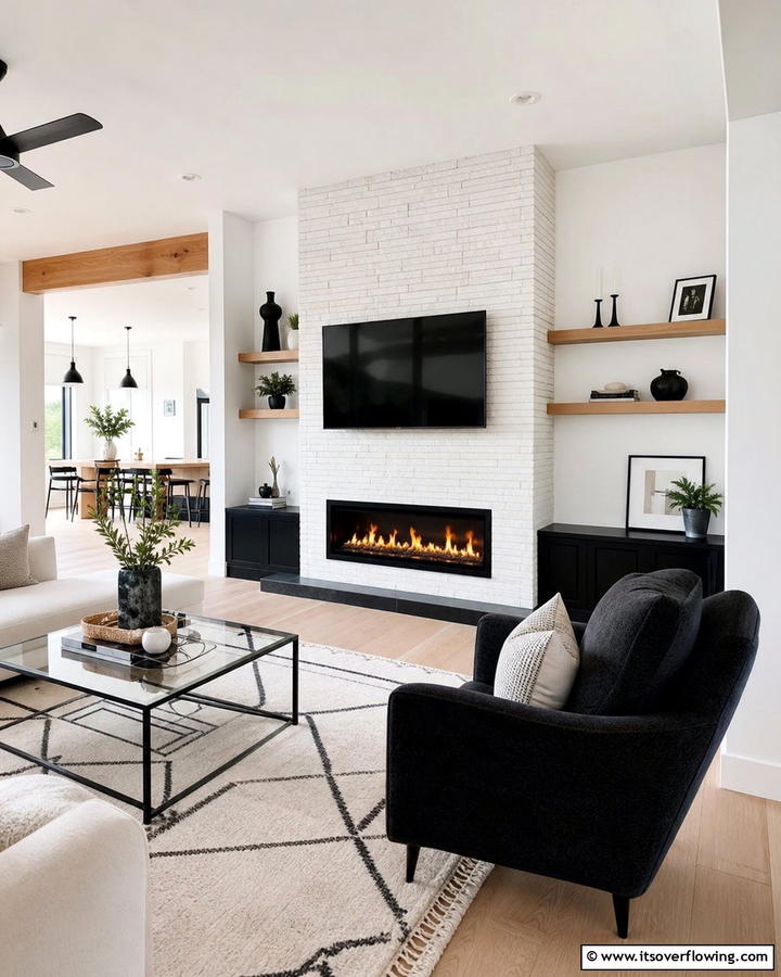 Contemporary White Brick Hearth - 30 White Brick Fireplace Ideas for Timeless Living Rooms