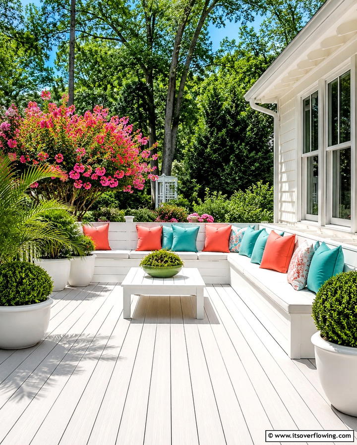 Contemporary White Deck with LED Lighting - 25 White Deck Ideas for a Stunning Outdoor Space