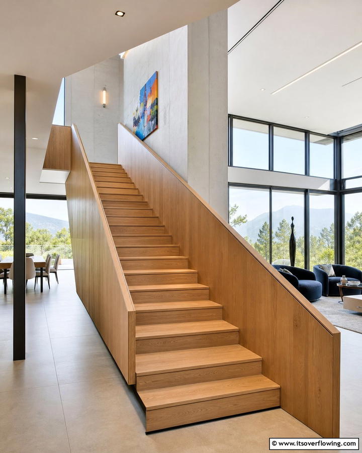 Contemporary Wood Railing - 30 Wood Stair Railing Ideas for Warm Architectural Detail