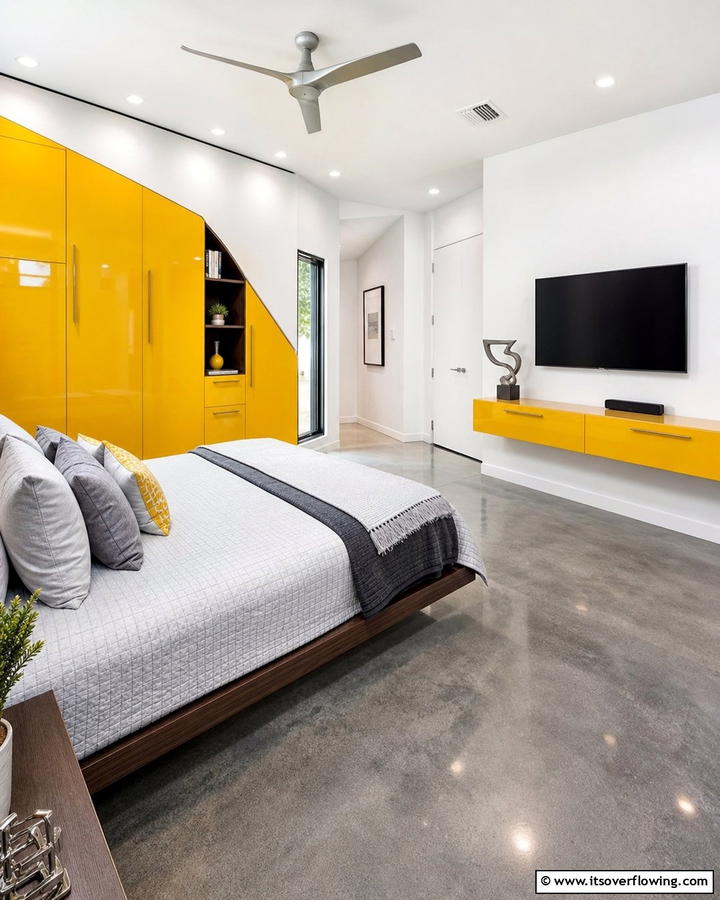 Contemporary Yellow Designs - 30 Yellow Bedroom Ideas to Brighten Your Sleep Space