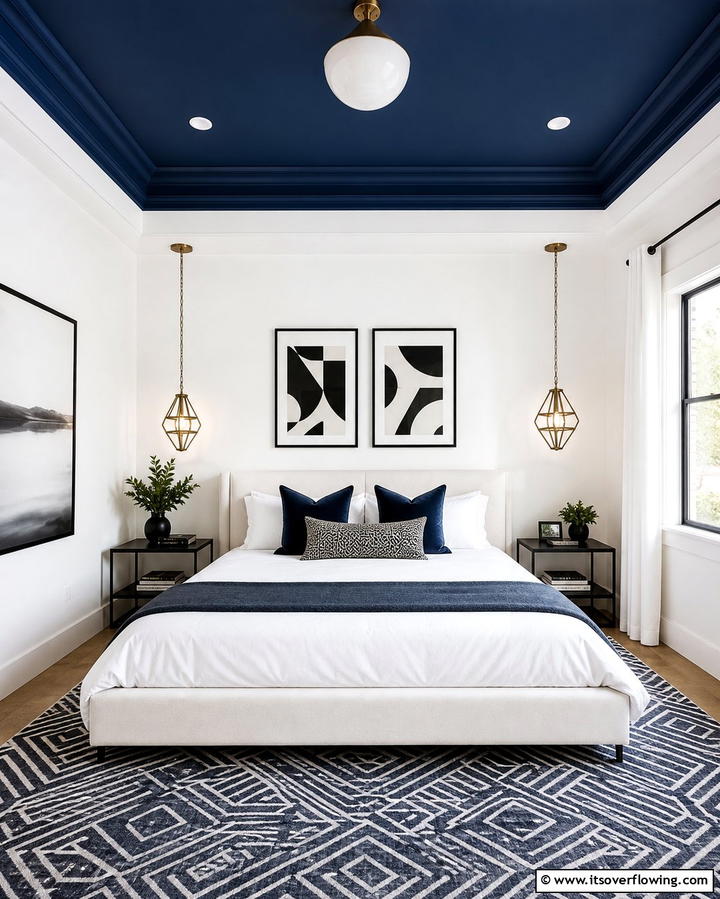 Contrast Ceilings for Bold Statements - 25 Stunning Bedroom Ceiling Ideas to Elevate Your Space
