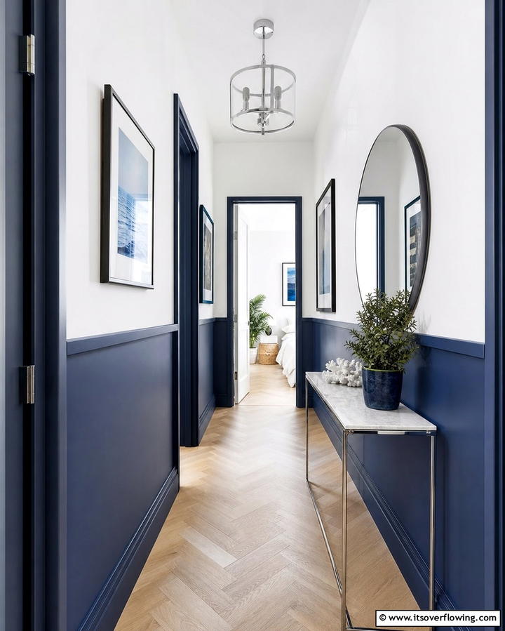 Contrast Paint Techniques - 25 Narrow Hallway Ideas to Maximize Space and Style