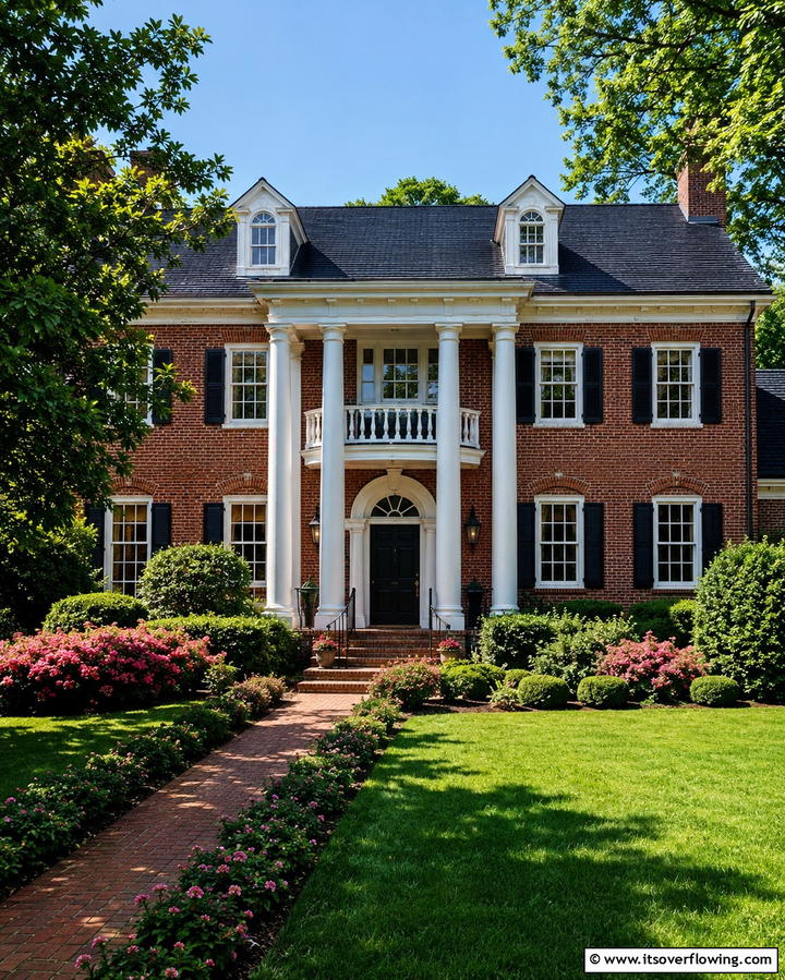 Contrast with Red Brick Facade - 30 Black Roof Exterior Home Design Ideas for Bold Contrast