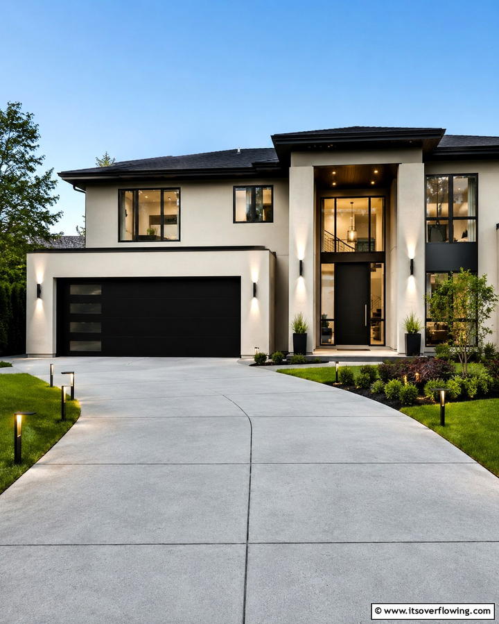 Contrasting Beige Walls with Black Trim - 30 Beige & Black House Exterior Design Ideas & Inspiration