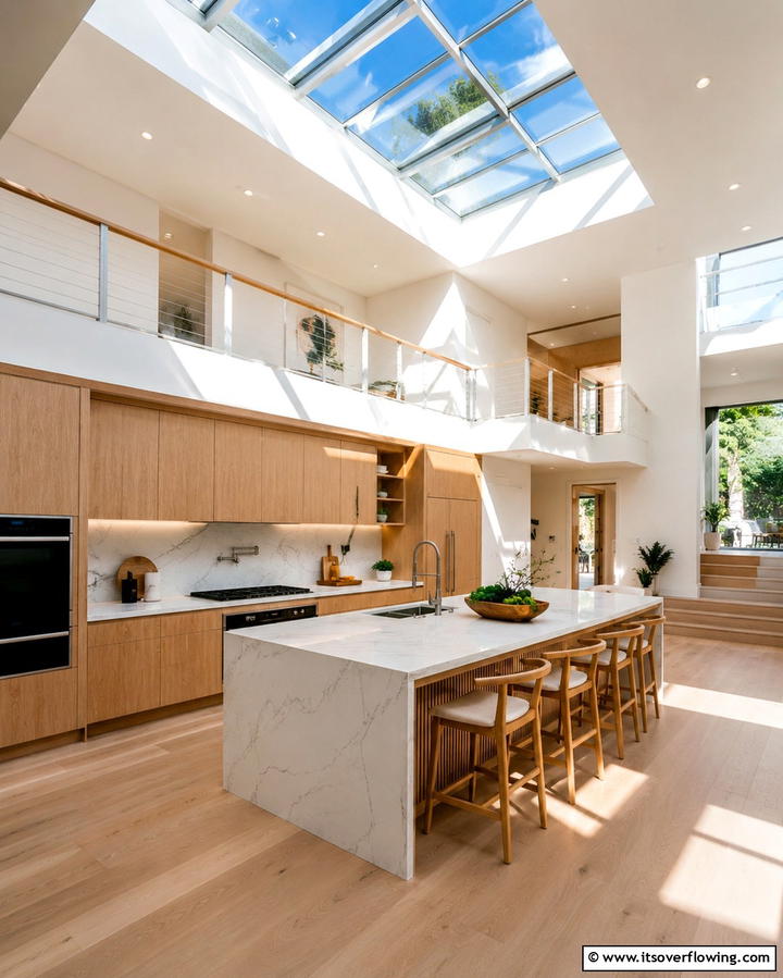 Contrasting Cabinet Colors - 30 Modern Split Level Kitchen Design Concepts