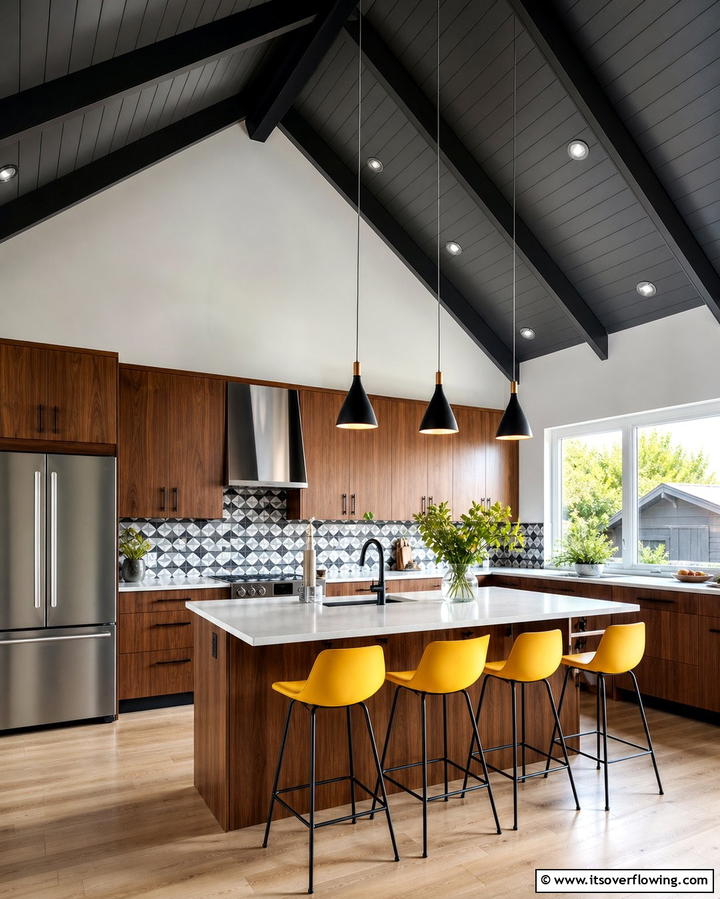 Contrasting Ceiling Colors for Visual Depth - 25 Vaulted Ceiling Kitchen Ideas for a Spacious Feel
