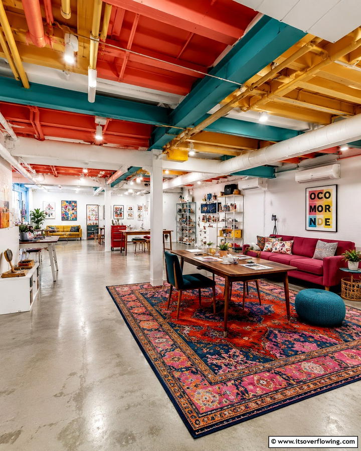 Contrasting Ceiling Colors - 25 Exposed Basement Ceiling Ideas for an Industrial Chic Look