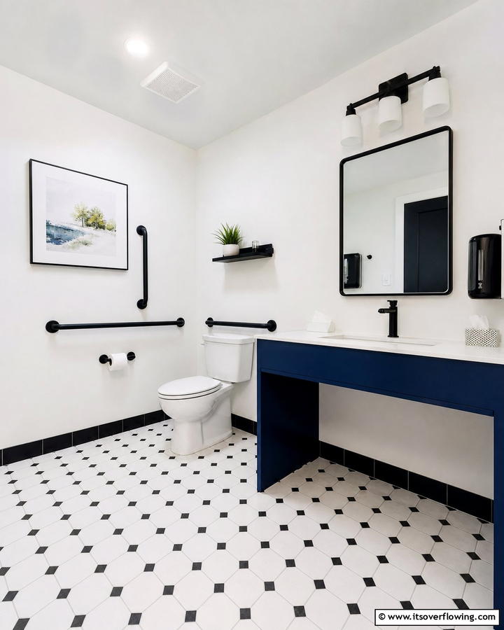 Contrasting Colors for Visual Clarity - 20 Handicap Bathroom Ideas for Accessibility