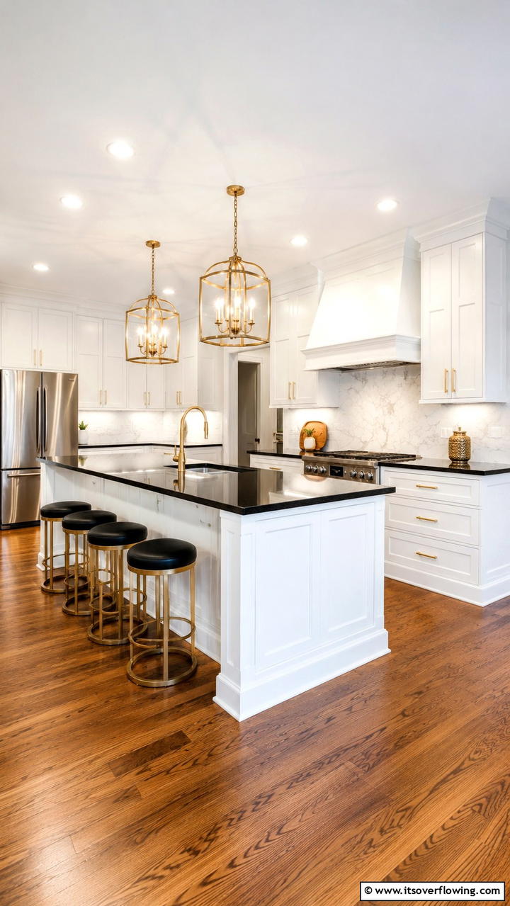 Contrasting Elegance - 21 White Kitchen with Black Countertops Design Ideas