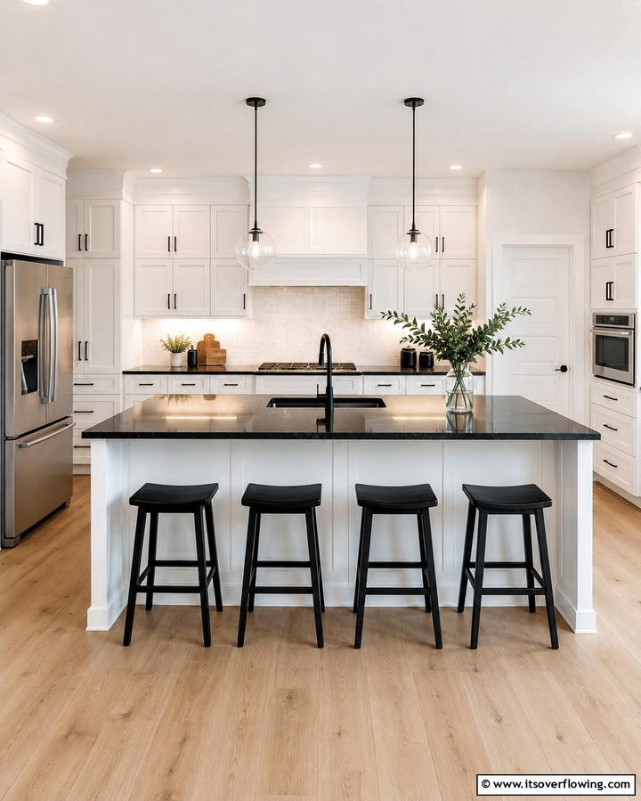 Contrasting Hardware - 25 Transitional Kitchen Ideas for Modern Homes