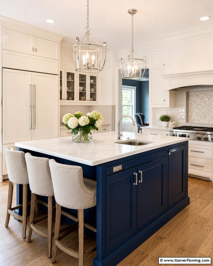 Contrasting Kitchen Islands - 25 Nancy Meyers Interior Design Ideas- Timeless & Elegant