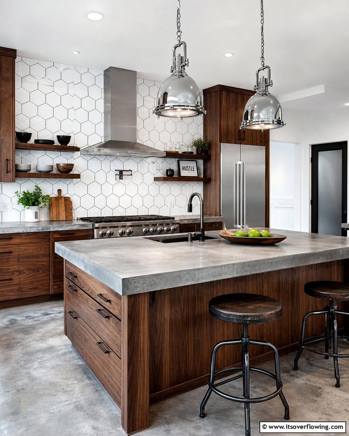 Contrasting Materials - 25 Mid-century Modern Kitchen Ideas for a Retro and Functional Space