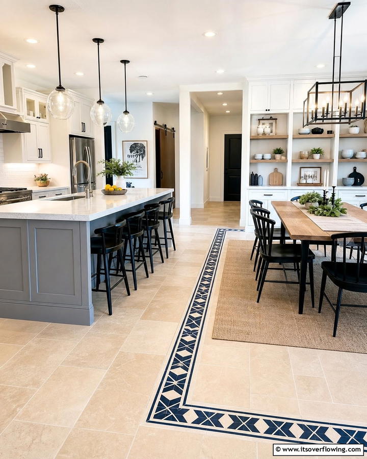 Contrasting Tile Borders - 20 Floor Transition Ideas for a Seamless Look