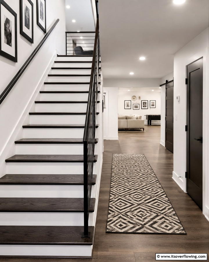 Contrasting Treads and Risers for Visual Interest - 25 Basement Stair Ideas to Transform Your Space