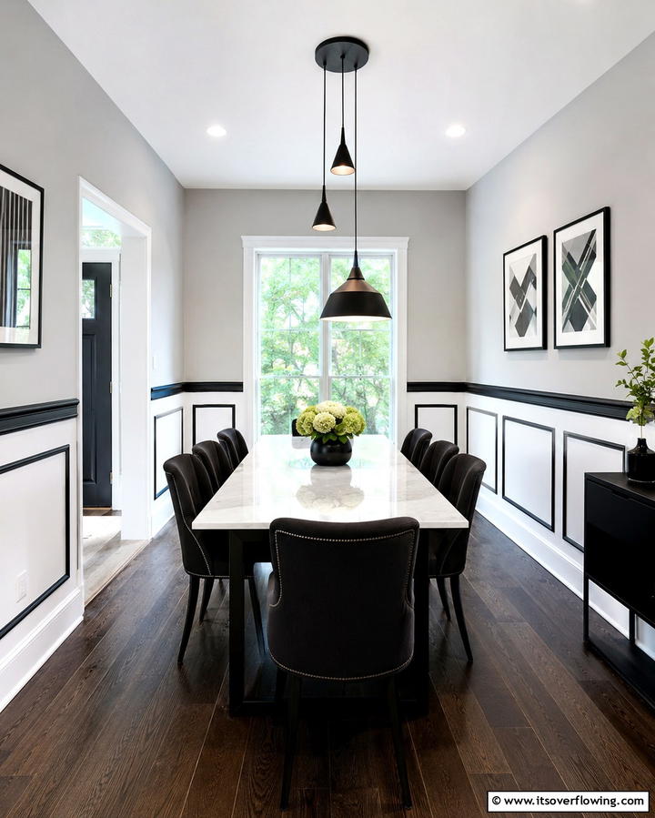 Contrasting Trim Wainscoting - 25 Classic Dining Room Wainscoting Ideas for Timeless Appeal
