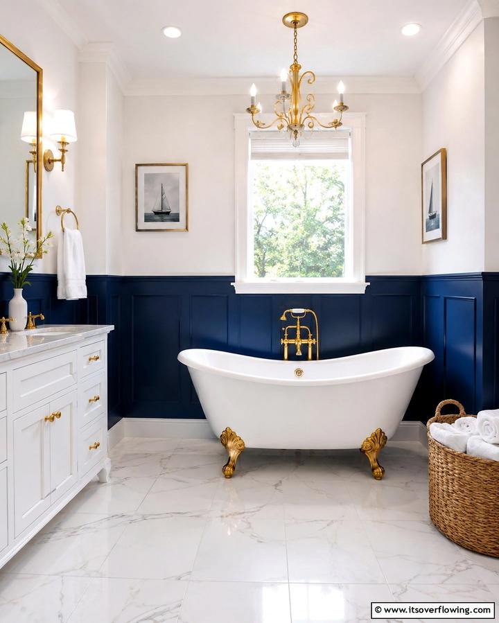 Contrasting Two Tone Wainscoting - 25 Bathroom Wainscoting Ideas to Elevate Your Decor