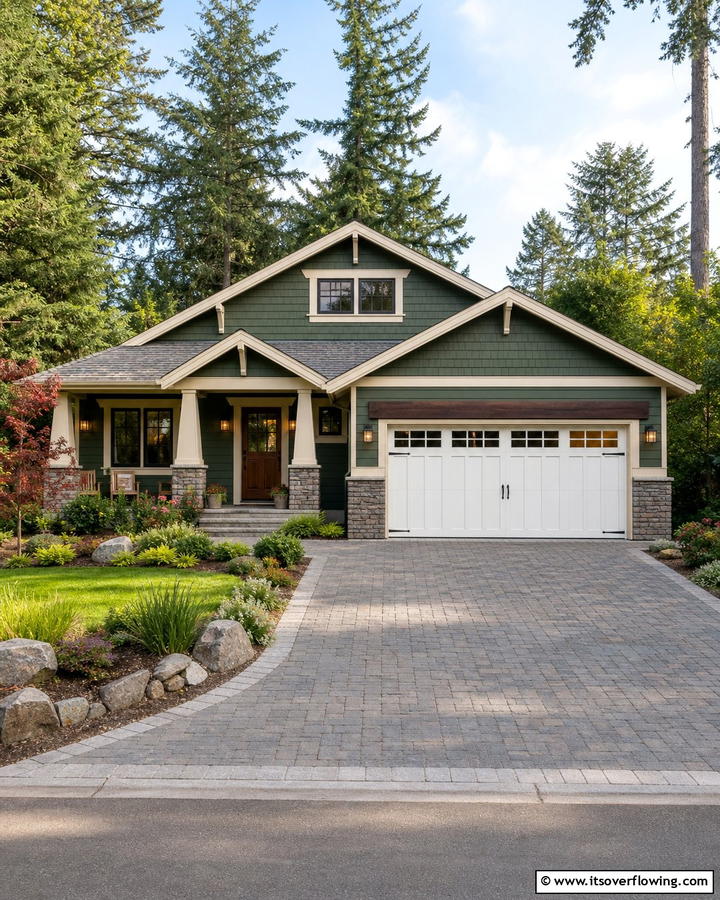 Contrasting Upper Lintel - 20 Exterior Garage Door Trim Ideas to Boost Curb Appeal