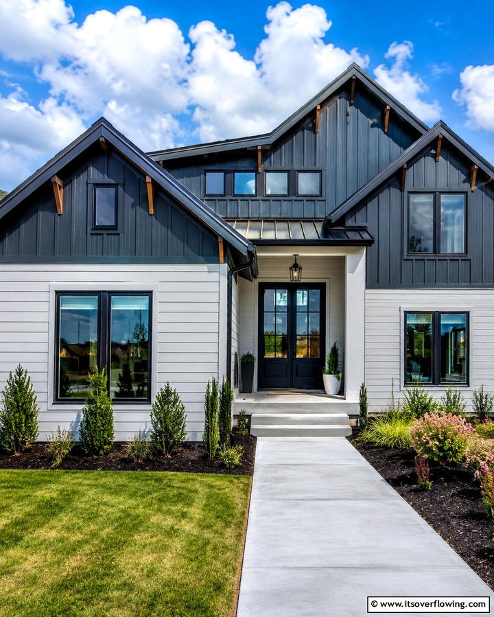 Contrasting Vertical and Horizontal Panels - 20 Two-tone Siding Designs for Modern Home Exteriors