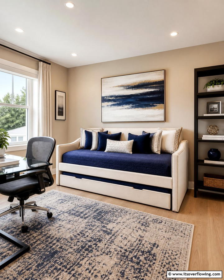 Convertible Daybed with Trundle - 25 Office Guest Room Ideas for a Functional and Stylish Space