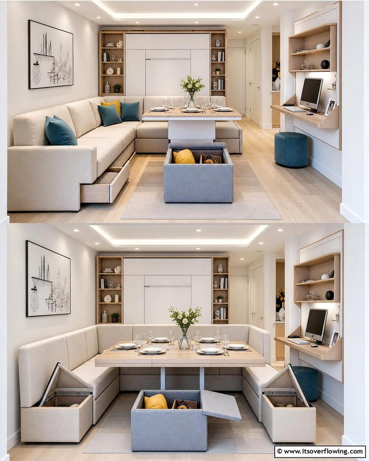 Convertible Furniture Designs - 21 Small Apartment Living Room Ideas for Compact Spaces