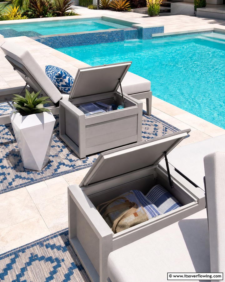 Convertible Poolside Furniture - 20 Pool Storage Ideas to Keep Your Backyard Tidy