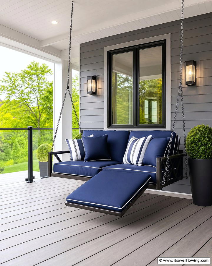 Convertible Porch Swing with Recline Option - 20 Front Porch Swing Ideas for a Cozy and Inviting Entrance