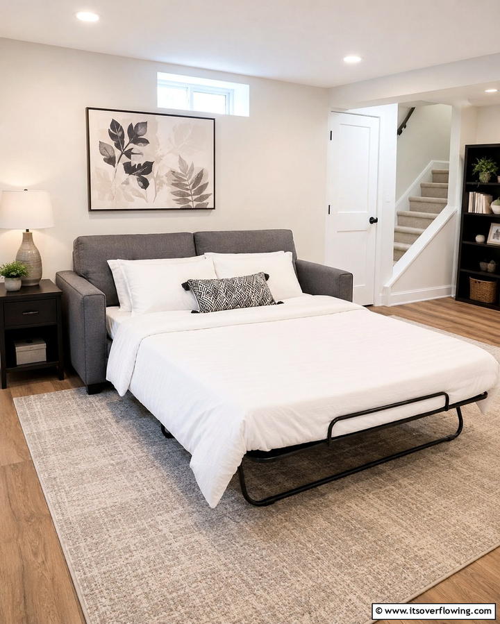 Convertible Sofa Bed - 30 Functional Basement Furniture Ideas for Multi-Use Spaces