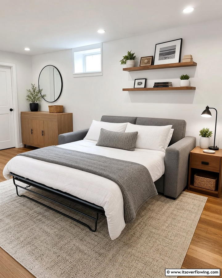 Convertible Sofa Bed - 30 Basement Furniture Ideas for Functional Living Spaces