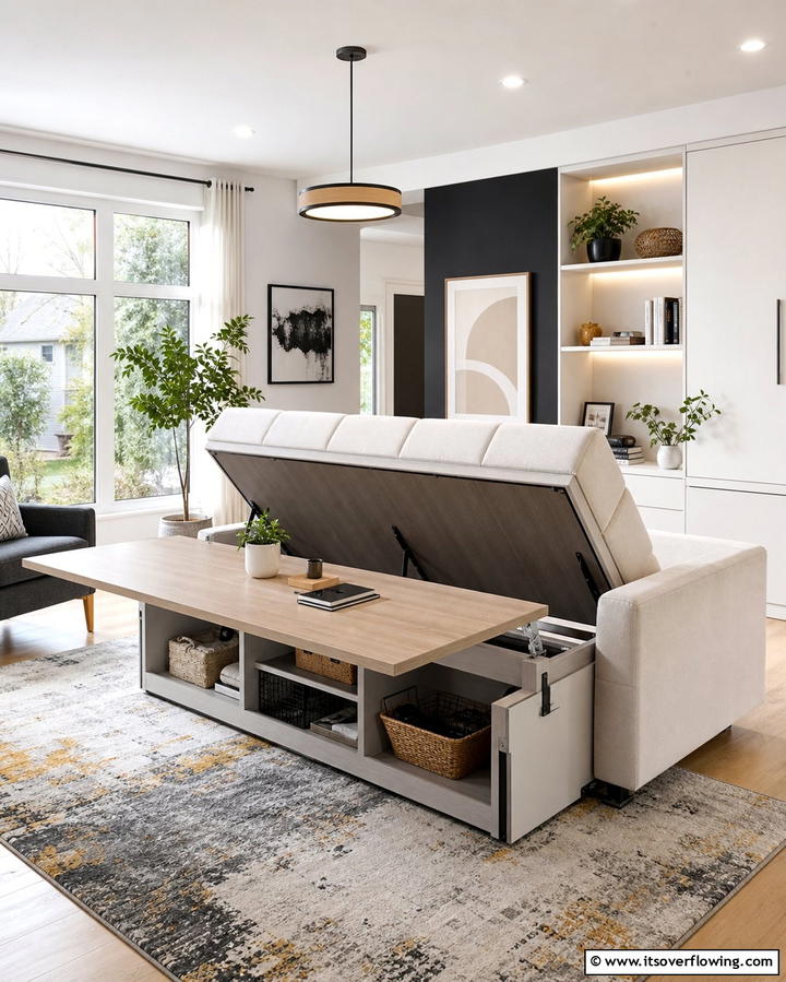 Convertible Storage Furniture - 30 Living Room Storage Ideas to Declutter Your Space