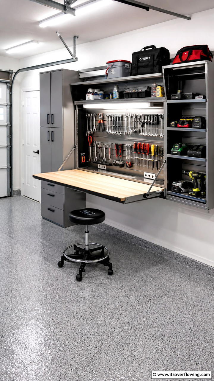 Convertible Workstations - 30 Garage Wall Ideas for Organized, Functional Spaces