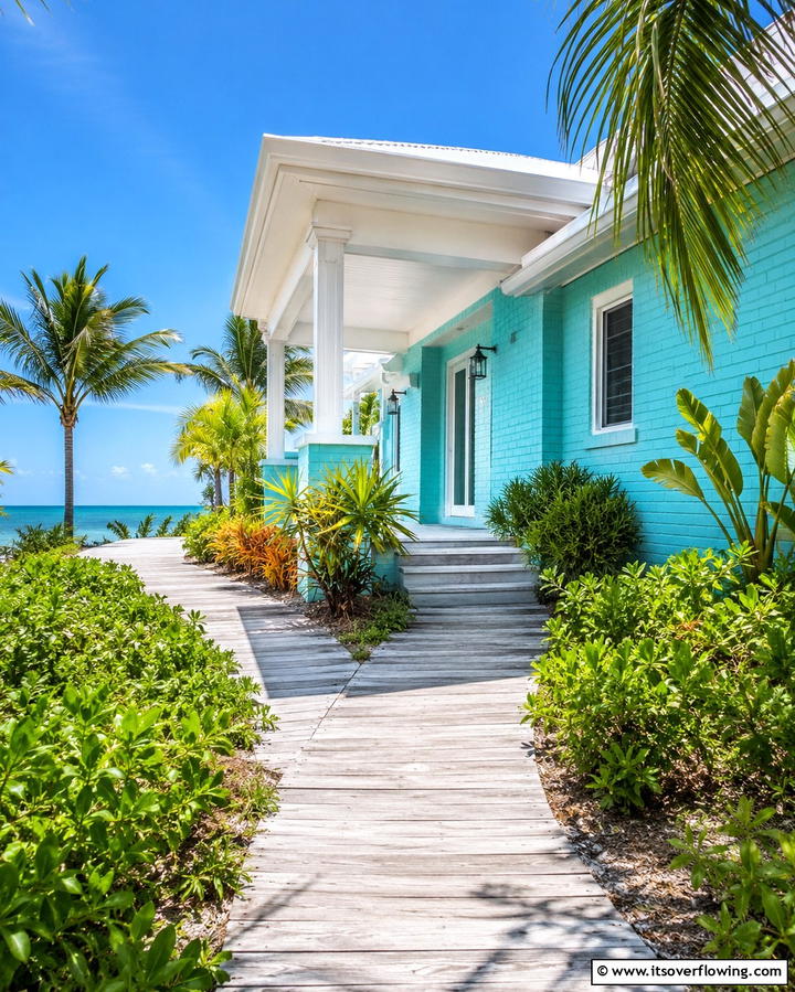 Cool Aqua Brick Design - 25 Painted Brick Houses Ideas for a Fresh Look