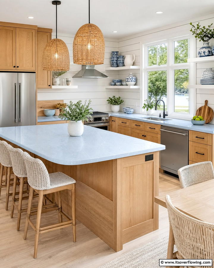 Cool Blue Serenity - 30 Countertop Colors That Harmonize With Oak Cabinets