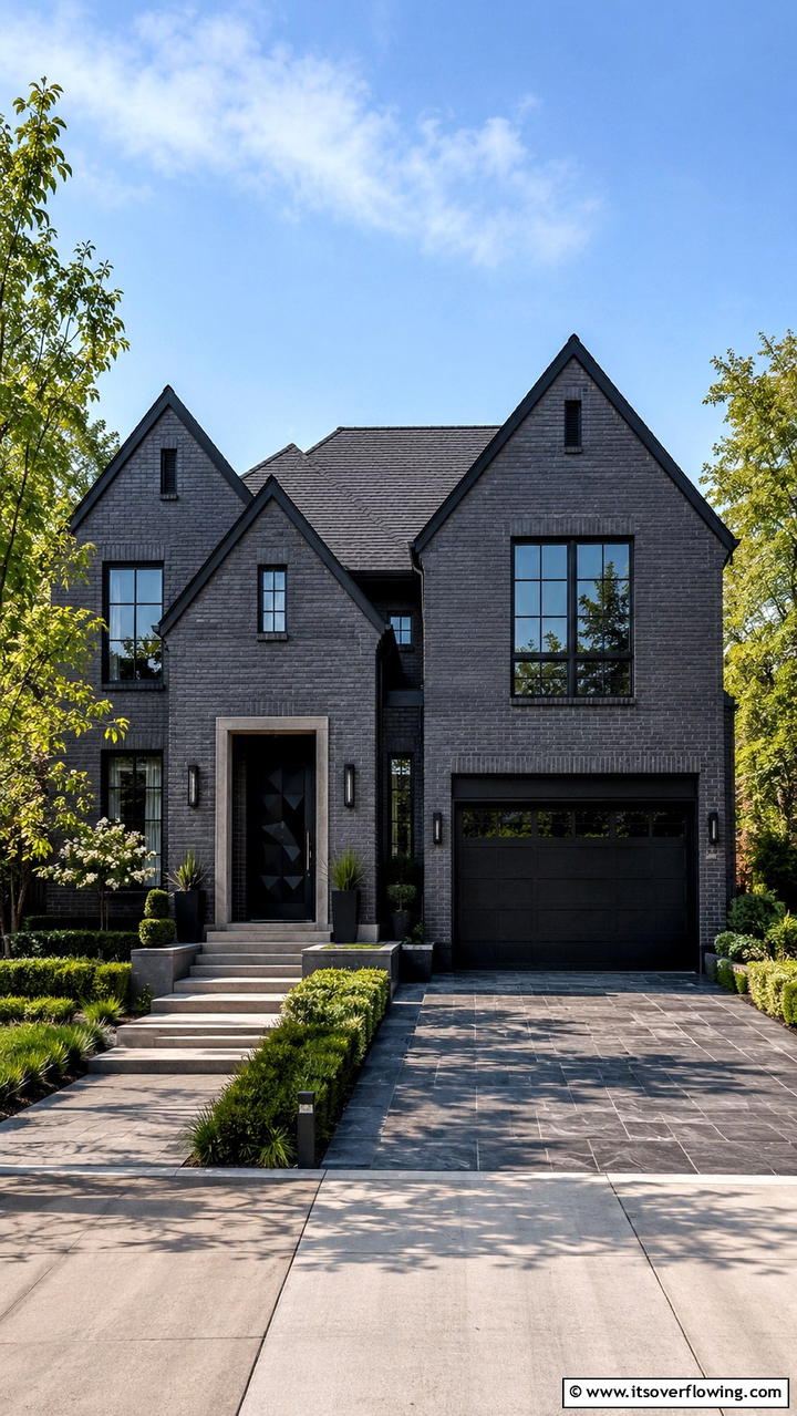 Cool Charcoal Chic - 30 Exterior Brick Paint Color Ideas for Curb Appeal