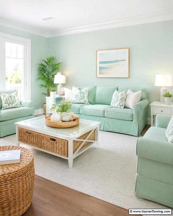 Cool Mint Green - 25 Monochromatic Living Room Ideas for a Sleek Look