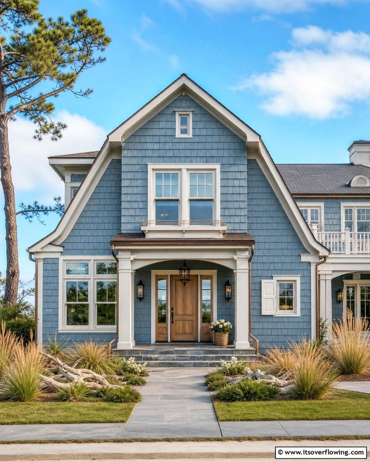 Cool Slate Blue for a Coastal Touch - 20 Home Designs Using Natural Clay Siding Colors
